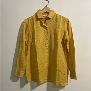 Yellow printed button up shirt
